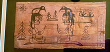Load image into Gallery viewer, " TWO FIGURES WITH BIRDS " NORVAL MORRISSEAU BIRCH BARK PAINTING 1960'S
