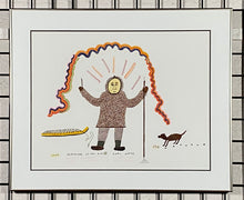 Load image into Gallery viewer, UNTITLED DRAWING,  &quot;HUNTER WITH DOG AND SLED&quot;,   JOSIE PAPIALUK
