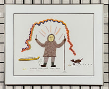Load image into Gallery viewer, UNTITLED DRAWING, "HUNTER WITH DOG AND SLED", JOSIE PAPIALUK