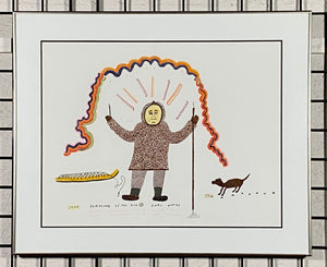 UNTITLED DRAWING,  "HUNTER WITH DOG AND SLED",   JOSIE PAPIALUK