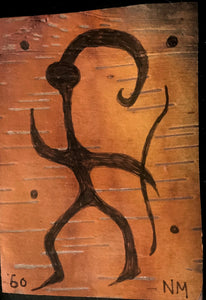 " HUNTER " NORVAL MORRISSEAU BIRCH BARK PAINTING 1960'S